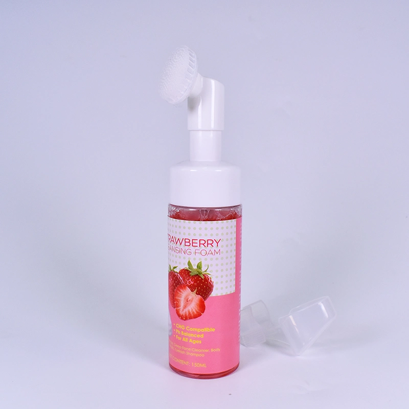 Pore Shrinking Silicone-Free Deep Cleansing Strawberry Facial Cleanser Foam for Face Wash