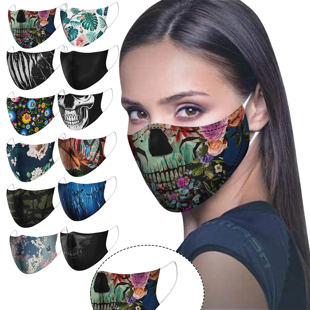 Decorative OEM Custom Logo Cotton Adult Kids Black Cloth Favors Animal Mouth Mask Creative Reusable Christmas Party Face Mask