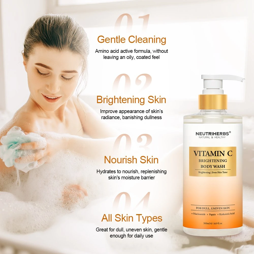 Private Label Brightening Age Embrace Moisturizing Whitening Shower Gel Vegan Vitamin C Body Wash