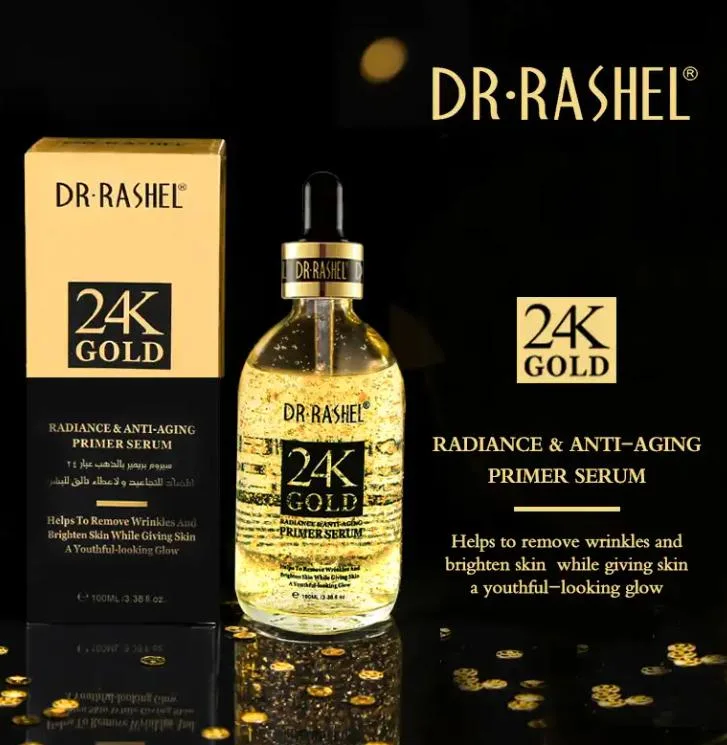 Online Wholesale in Stock Moisturizing Brightening Smoothing Anti Wrinkle Pores Shrinking Face Serum 24K Gold Radiance Anti Aging Primer Serum