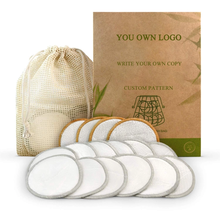 Jm Natural Make up Remover Pads (16 Pack) Bamboo Velour Pads Washable Facial Wipes