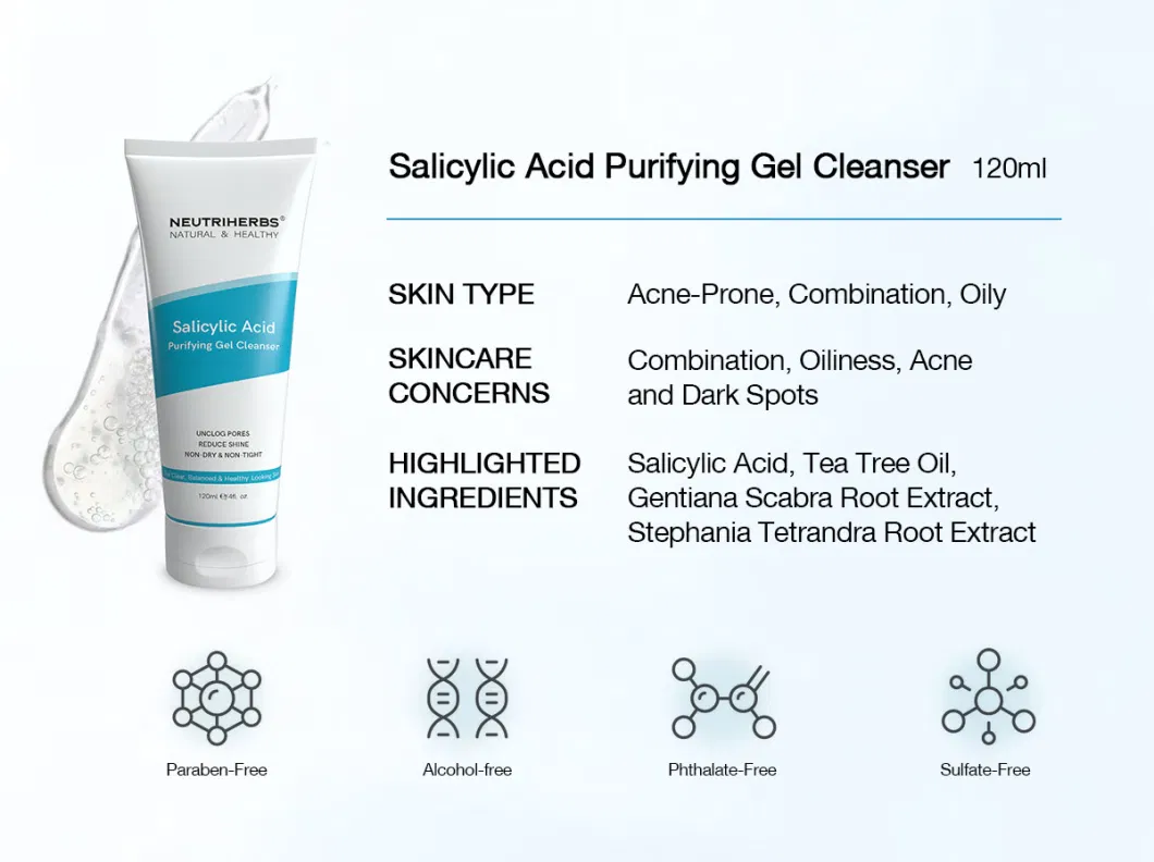 Private Label Skin Care Salicylic Acid Acne Cleaning Face Wash Facial Cleanser