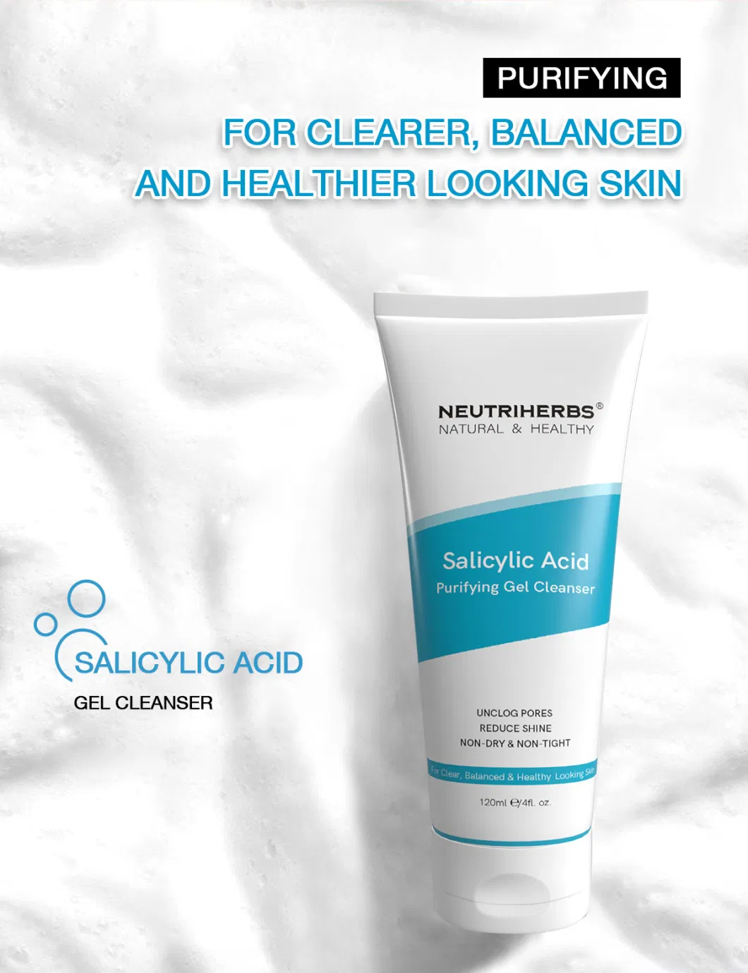 Private Label Skin Care Salicylic Acid Acne Cleaning Face Wash Facial Cleanser