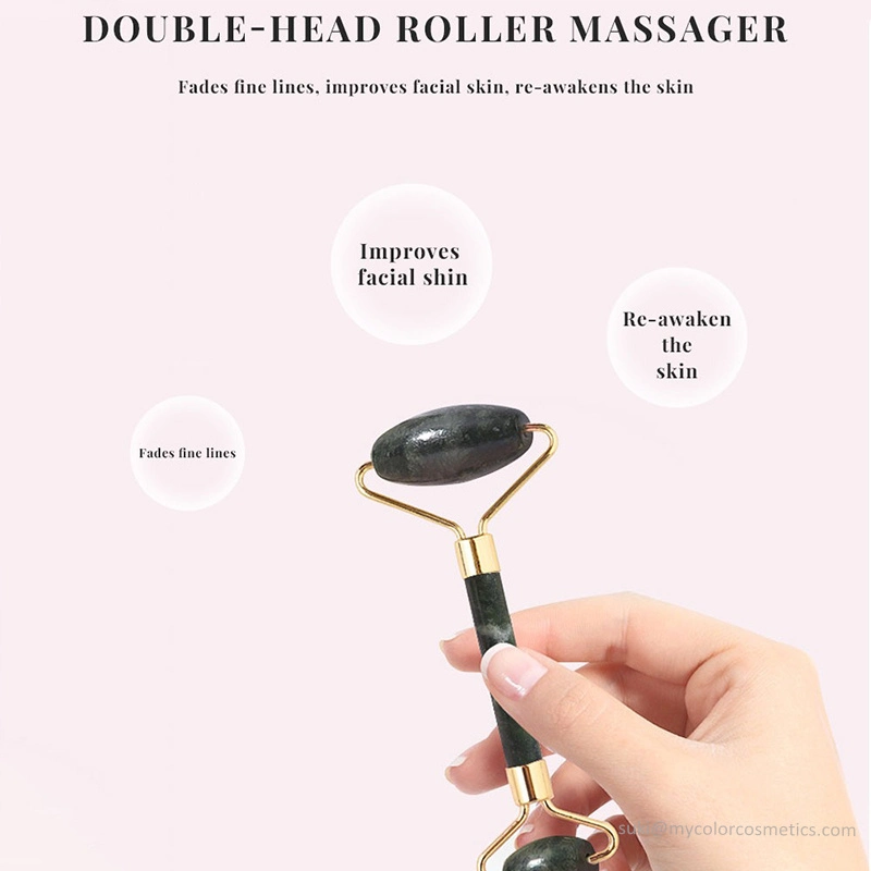 Facial Massager Brush Silicone Double-Sided Face Cleansing Brush with Jade Roller Skin Care Vibration Facial Massage Set