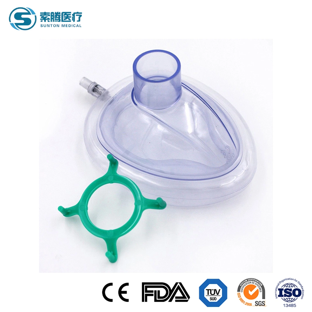 Sunton China Good Quality Colored Removable Hook Rings Clinical Disposable Medical Grade Individual PE Pack Anesthesia Mask Manufacturing