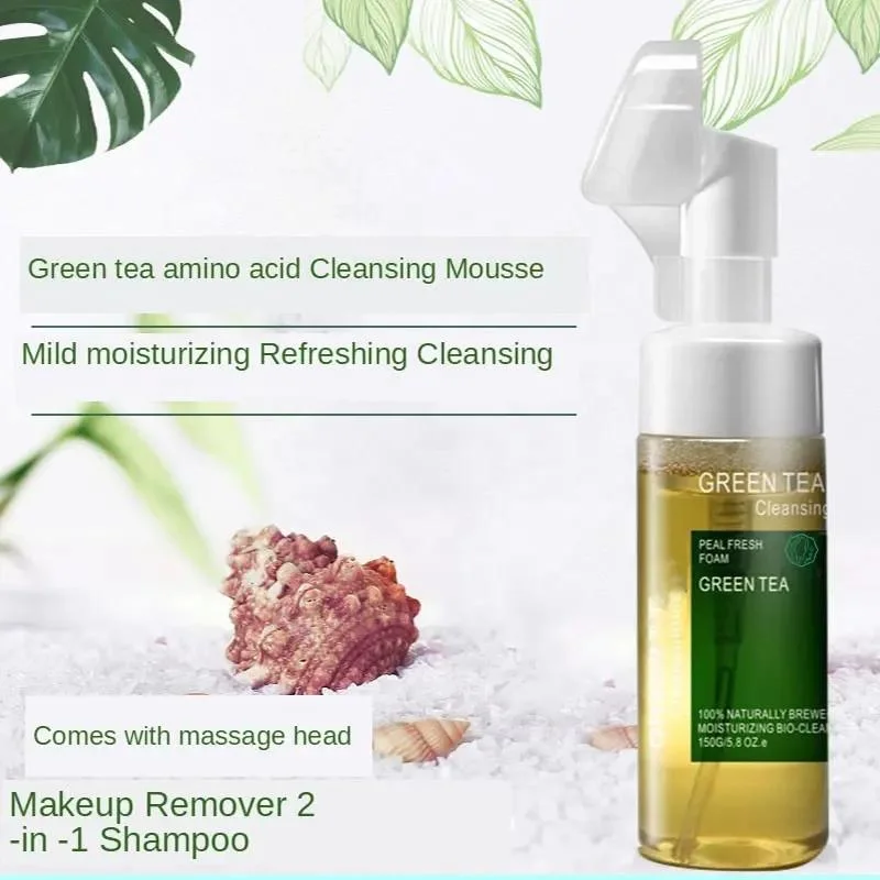 OEM/ODM Green Tea Amino Acid Cleansing Foam Deep Cleanser Facial Mousse Oil Control Face Wash