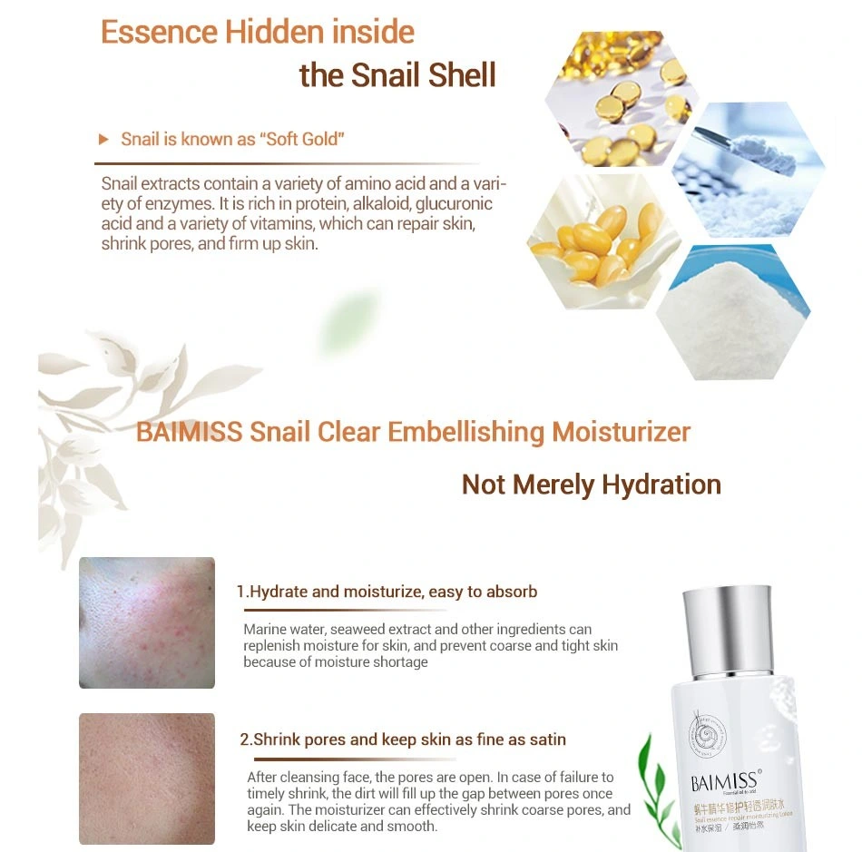 Baimiss Snail Serum Repair Toner Snail Essence Face Care Acne Treatment Blackhead Remover Moisturizing Skin Care Whitening