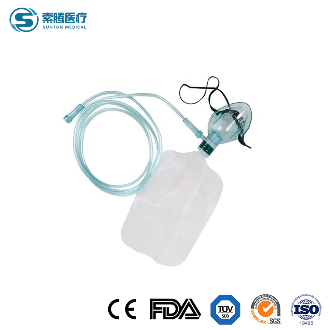 Sunton China High Quality Disposable Oxygen Reservoir Bag Mask Colored Removable Hook Rings Oxygen Gas Mask Manufacturing