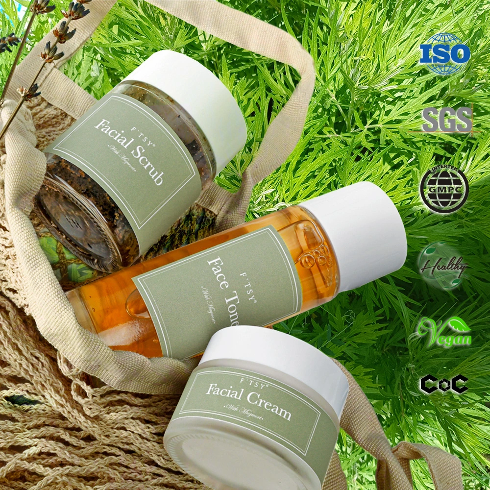 Private Label Calming Vitamin C Vitamin E Mugwort Scrub Set