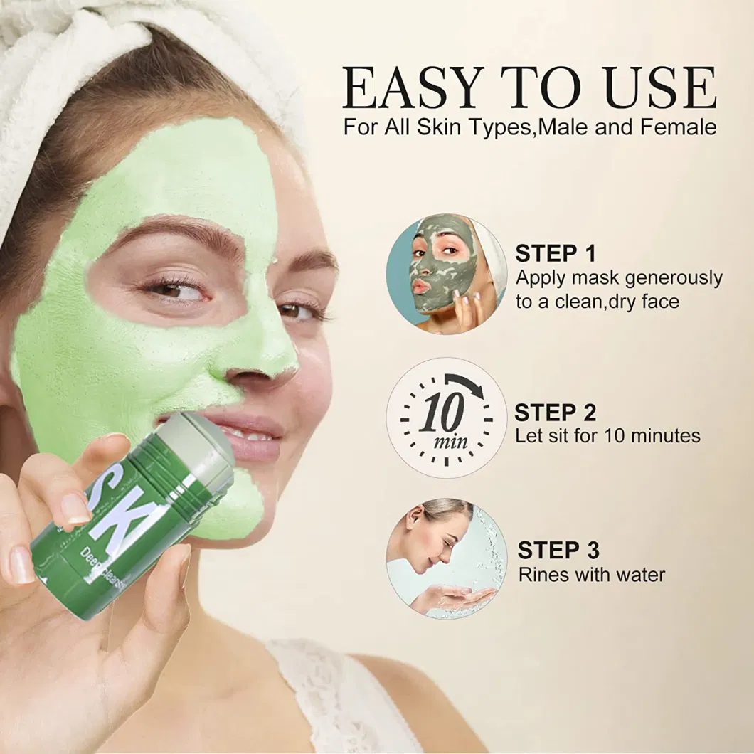 OEM ODM Original Aloe Poreless Magical Deep Cleanser Cleaning Facial Green Tea Clay Mask Stick