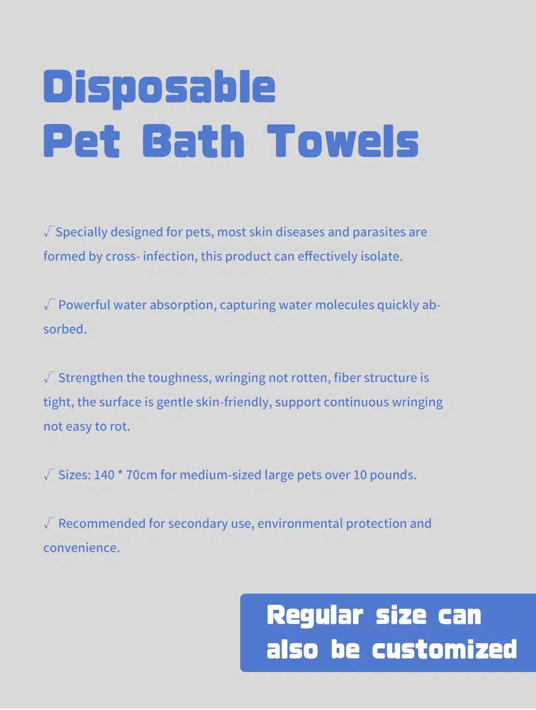 Non Woven Fabric Bath Cleaning Wipes for Pets Travle Pet Products