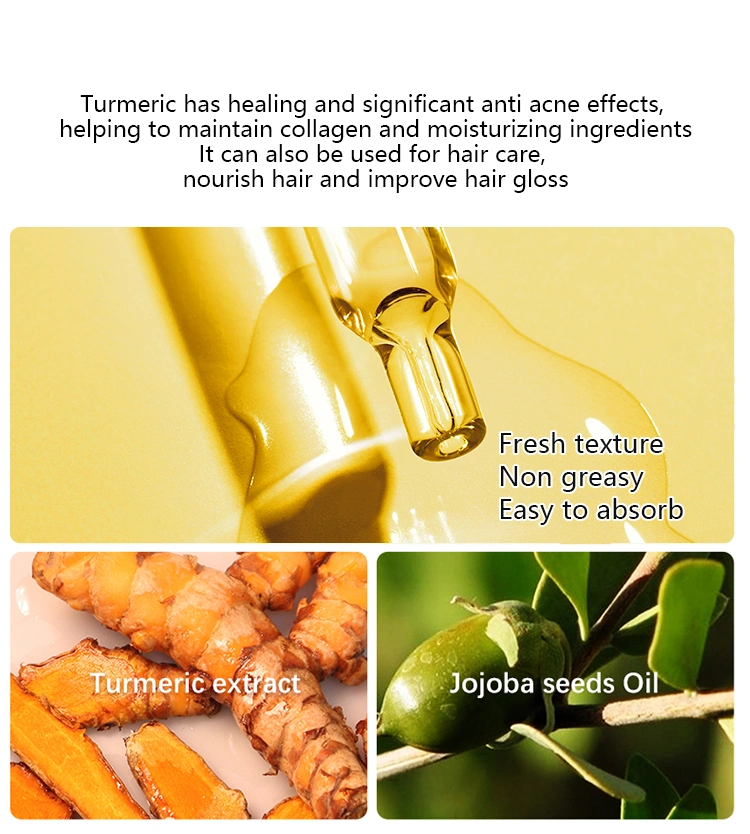 2022 New Arrival Ekber Organic Whitening Turmeric Serum Anti Acne Exfoliate Dead Skin and Hair Growth Serum Skin Care Wholesale