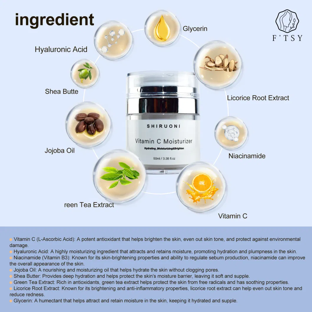 Wholesale Factory Price Lightening Vitamin C Moisturizer for Dry Skin Hydrating Moisturizer Private Label