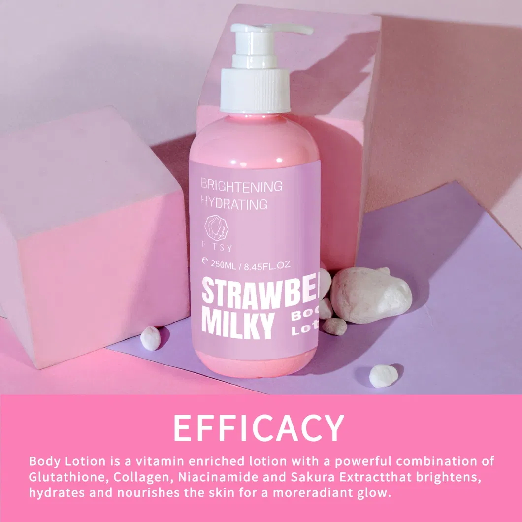 Custom Vitamin E Milky Care Strawberry Brightening Moisturizing Whitening Body Lotion