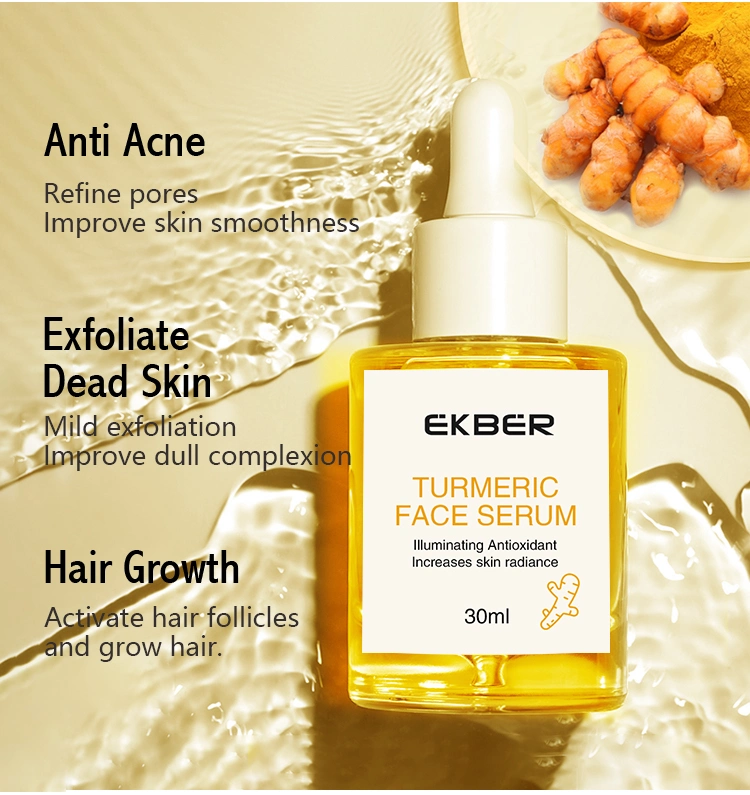 2022 New Arrival Ekber Organic Whitening Turmeric Serum Anti Acne Exfoliate Dead Skin and Hair Growth Serum Skin Care Wholesale