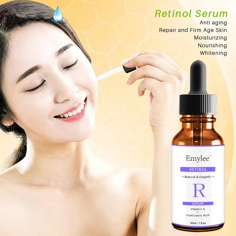 Private Label OEM Skin Care Anti Aging Wrinkle Brightening Hyaluronic Acid + Vitamin E Face 2.5% Retinol Serum