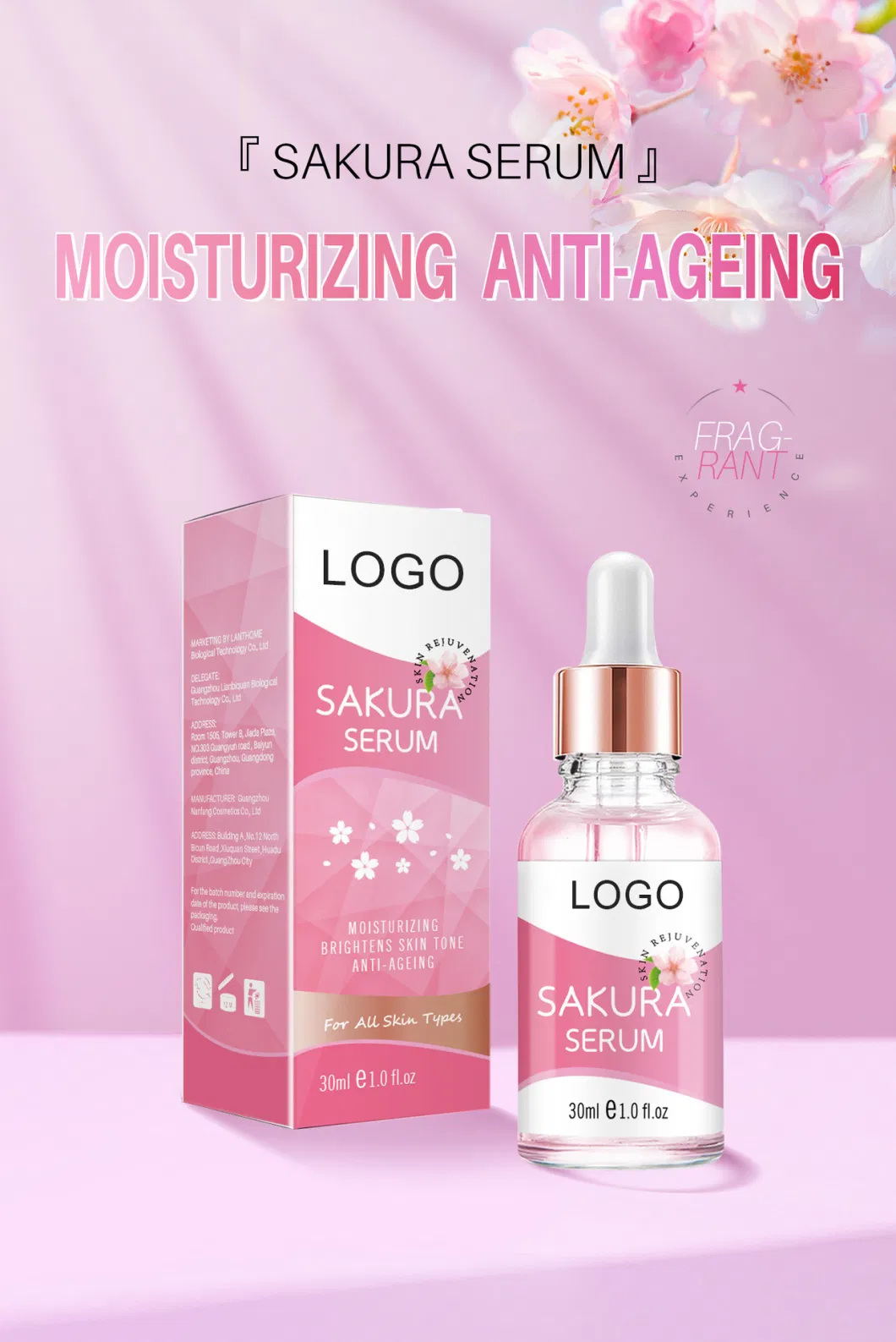 Beauty Cosmetics Skin Care Moisturizing Repairing Brightening Shrink Pores Cherry Blossom Serum