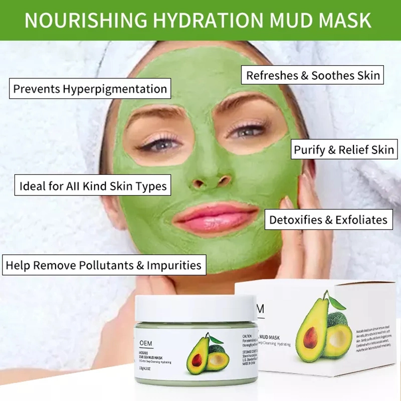 Private Label Shrink Pores Fruit Facial Dead Sea Mud Mask Green Pink Natural Organic Papaya Blueberry Face Clay Mud Mask