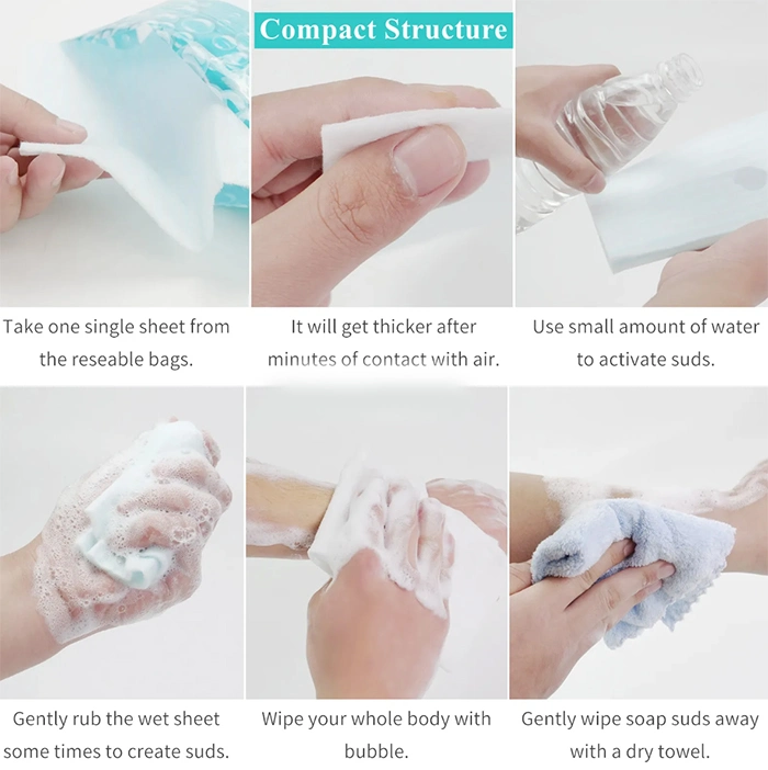 Disposable Scent Free Bath Wipes Sweat &amp; Odor Remove Cleansing Body Deodorant No Rinse Soapy Wipes for Bedridden &amp; Elderly