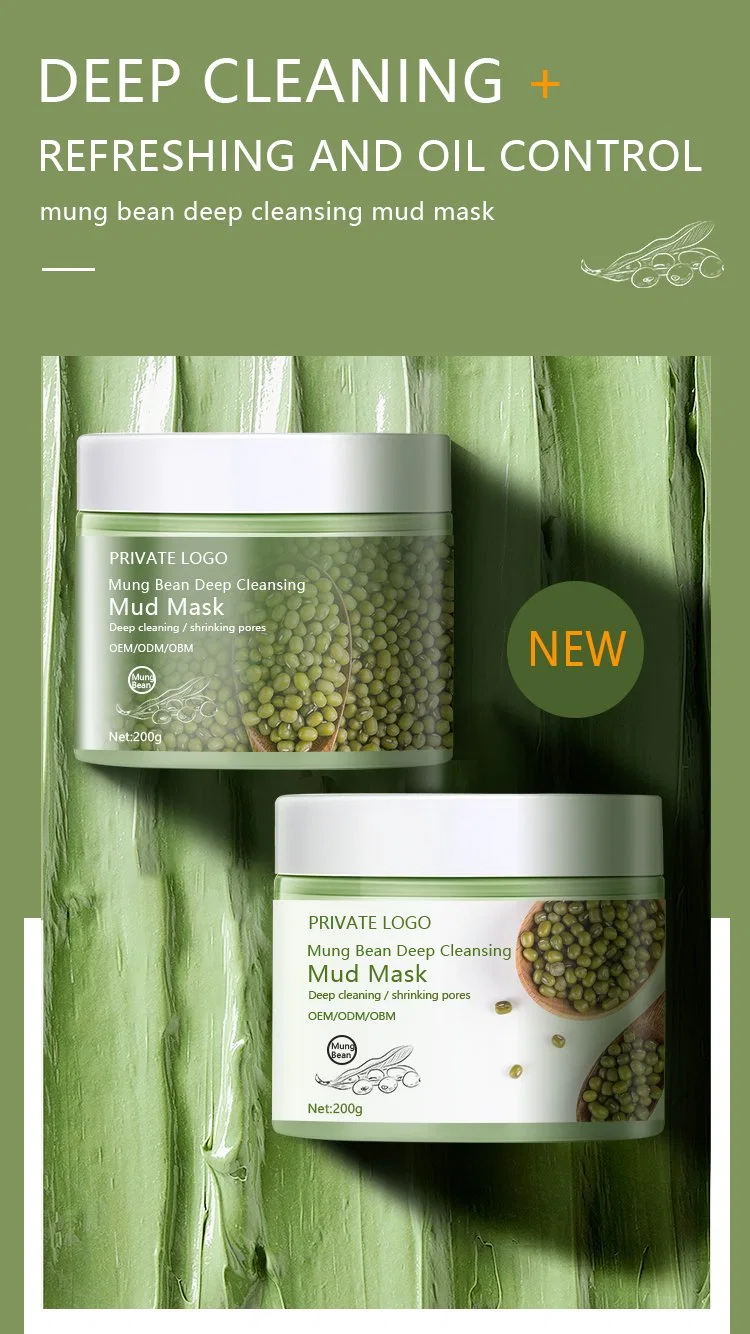 Best Seller Private Label Natural Whitening Facial Cleansing Mung Face Mud Mask Skin Moisturizing Clay Mask