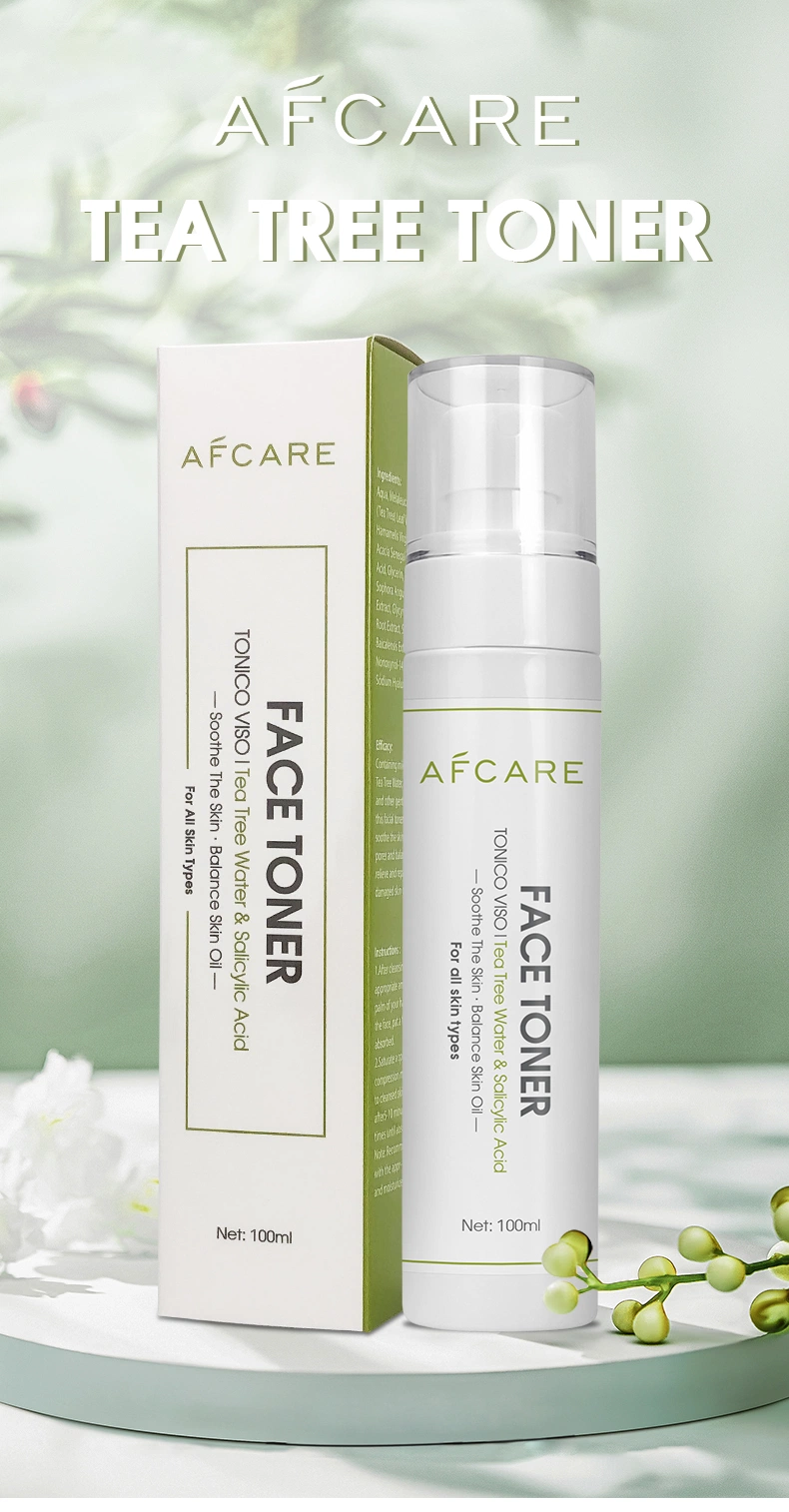 Private Label Face Toner Silicone-Free Acne Treatment Soothing Tea Tree Salicylic Acid Carnosine Face Toner