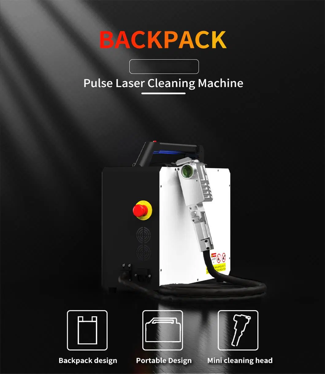 Rust Paint Powder-Coating Removal 50W Fiber Laser Cleaner Backpack Laser Cleaning Equipment 100W