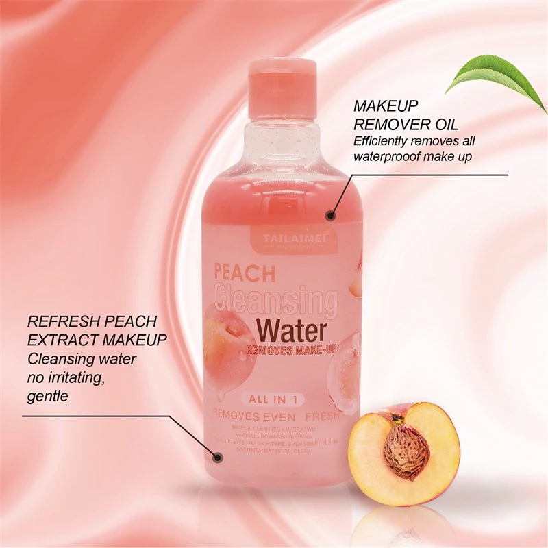 Tlm Custom Label All in 1 Peach Cleansing Water Removers Makeup Removing Oil Water Cleanser Cosmetics Moisture Make up Remover