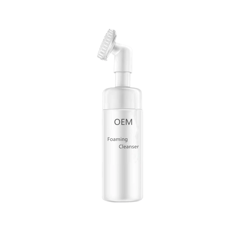 OEM Amino Acid Vitamin C Deep Cleansing Skin Care Mousse Remove Makeup Moisturizing Face Wash Foaming Facial Cleanser with Brush