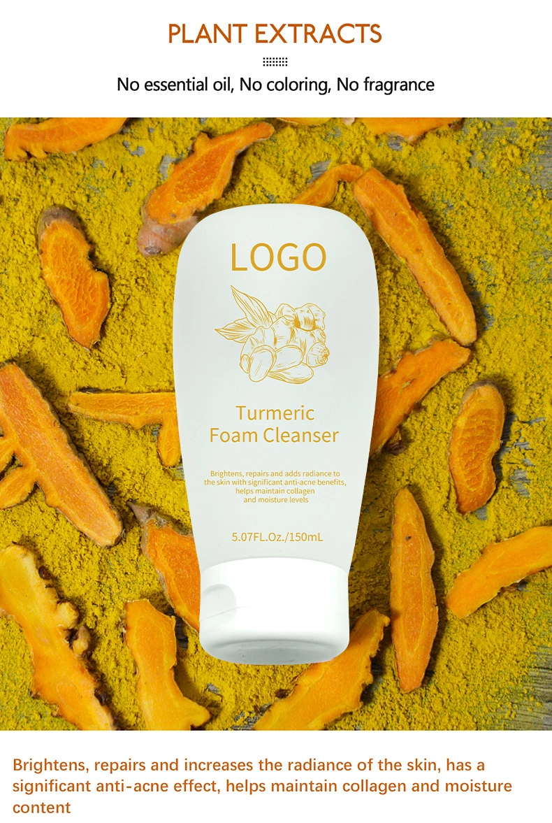 Skin Care Products Turmeric Oil Control Acne Whitening Moisturizing Foam Facial Cleanser