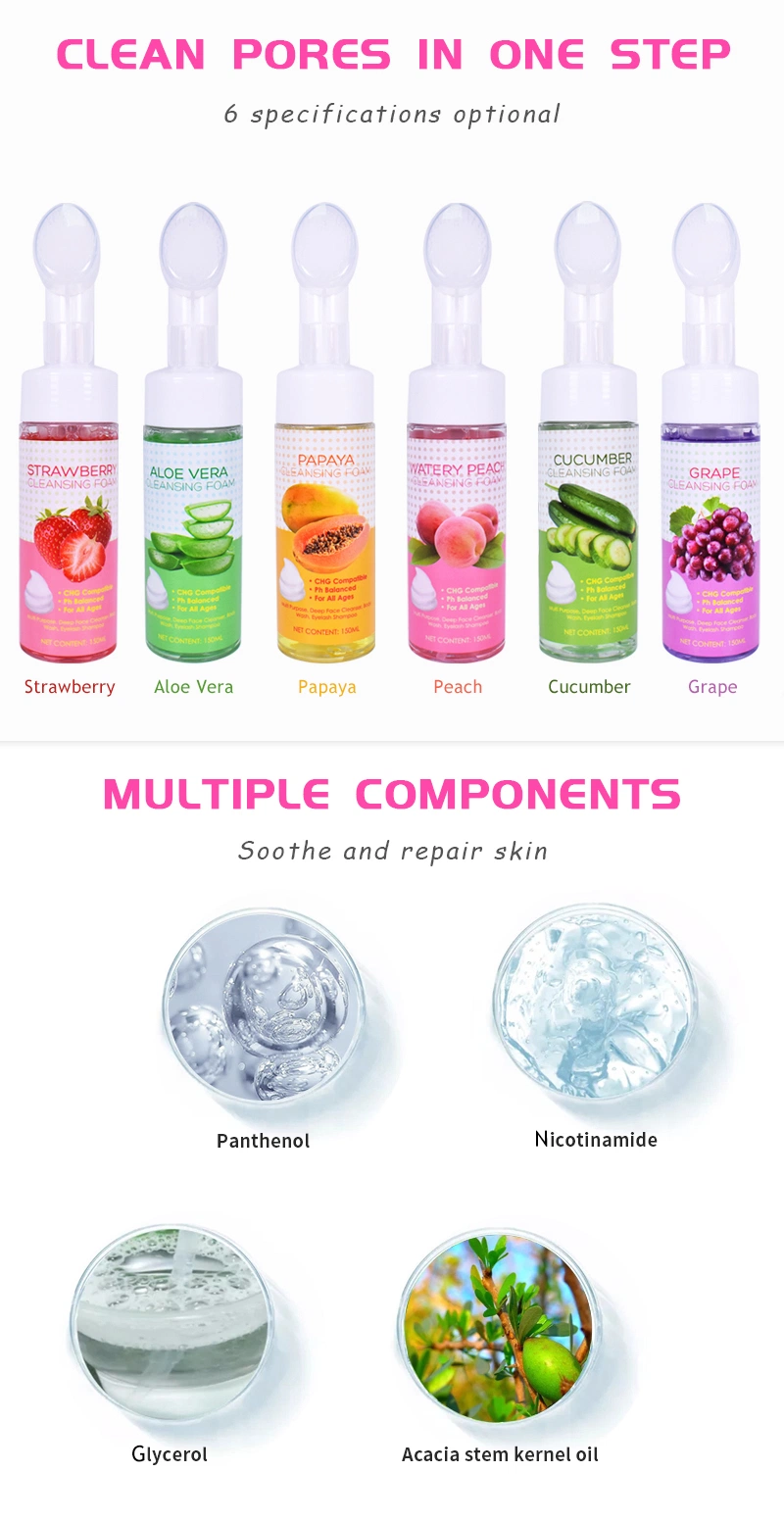 Skin Care Collagen Cleaning Pores Foam Aloe Vera Tea Tree Peach Facial Clean Whitening Mousse Vitamin C Facial Cleanser