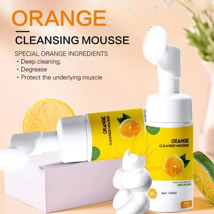 Wholesale OEM/OEM Amino Acid Vitamin C Deep Cleansing Face Wash Foaming Skin Care Mousse Remove Makeup Moisturizing Facial Cleanser with Brush