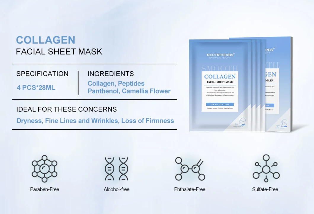 Custom label Facial Care Sheet Collagen Moisturizing Mask