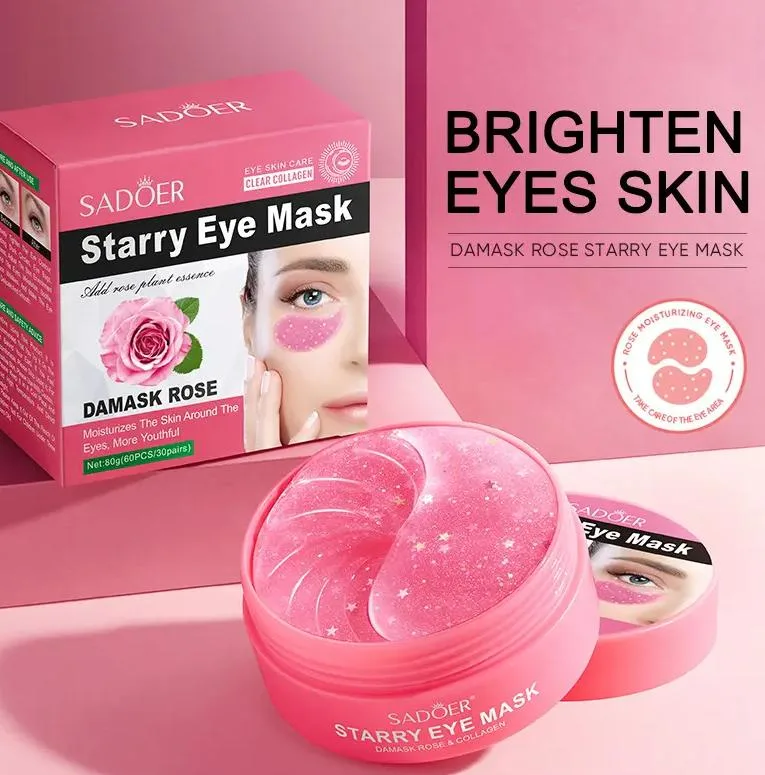 Online Wholesale in Stock Private Label Collagen Bamboo Charcoal Rose Starry Sky Eye Patch Moisturize Anti Aging Skin Care Crystal Eye Mask