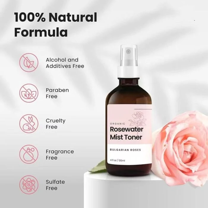 Natural Organic Whitening Rose Water Skin Care Toner Glow Essence with Niacinamide Hydrating Face Toner for All Skin