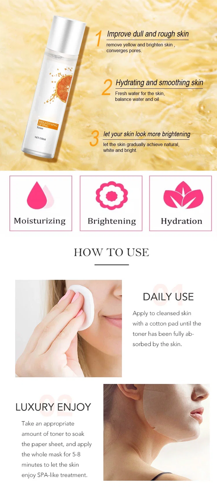 Hot Selling High Quality Collagen Moisturizing Hydrating Whitening Brightening Plus Beauty Skin Care Face Beauty Facial Toner