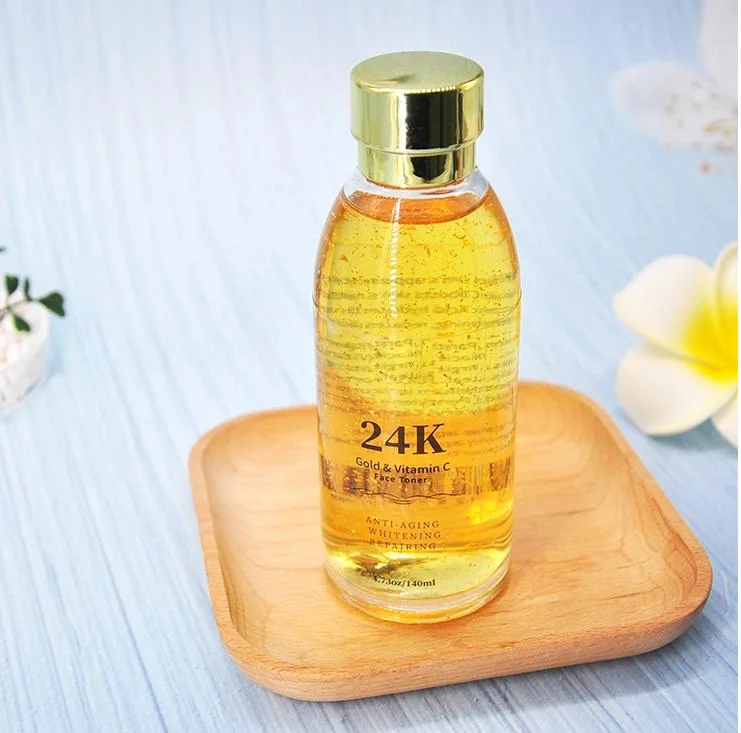 24K Gold Deep Repair Soothing Oil Control Anti Acne Facial Skin Hyaluronic Acid Moisturizing Brightening Shrinking Pore Vitamin C Whitening Face Toner