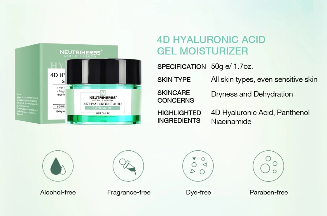 OEM Skin Care Organic Fast-Absorbing Hydro Boost Face Moisturizer Hyaluronic Gel