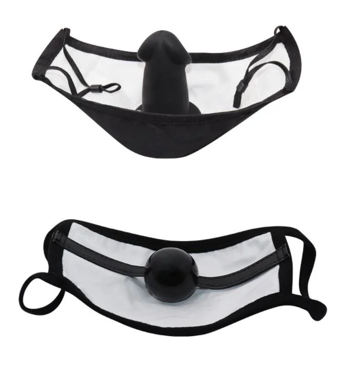 Removable Mouth Ball Black Mask Thickened Sm Adult Erotic Sex Toys for Men and Women