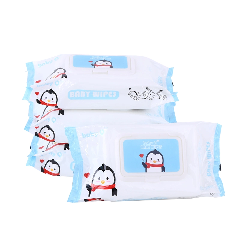 Printed Big Facial Tissue Package Disposable Baby Wipes Travel Wet Wipes 100PCS