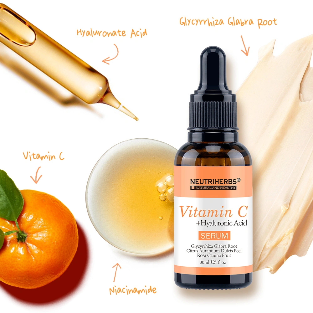 Private Label Skin Brightening with Hyaluronic Acid Organic Vitamin C Serum for Face