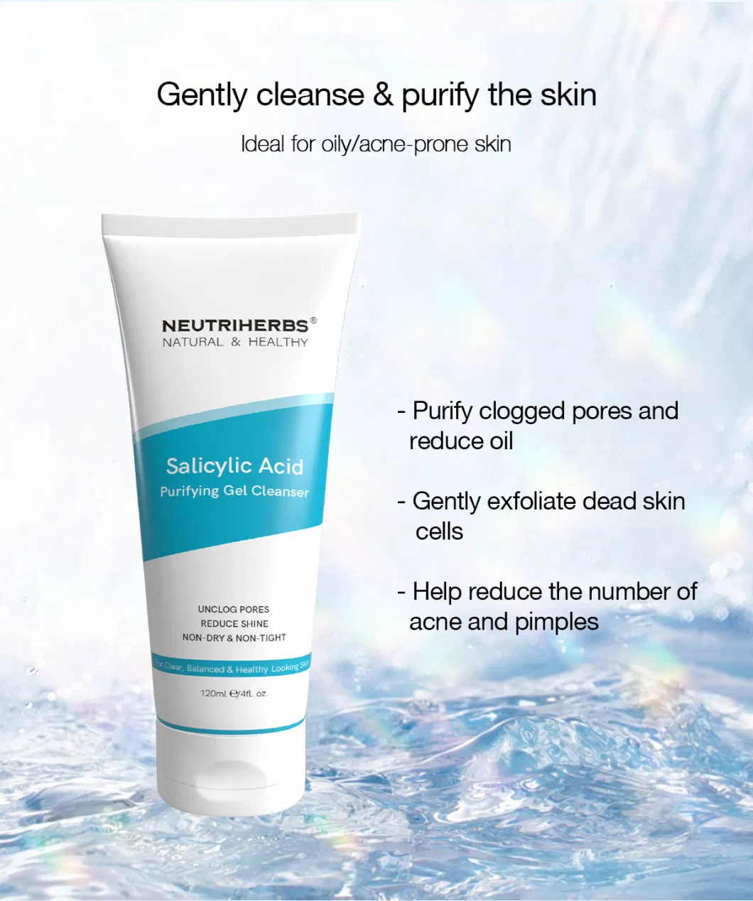 Acne High Quality Amino Acid Salicylic Face Wash Skin Cleanser