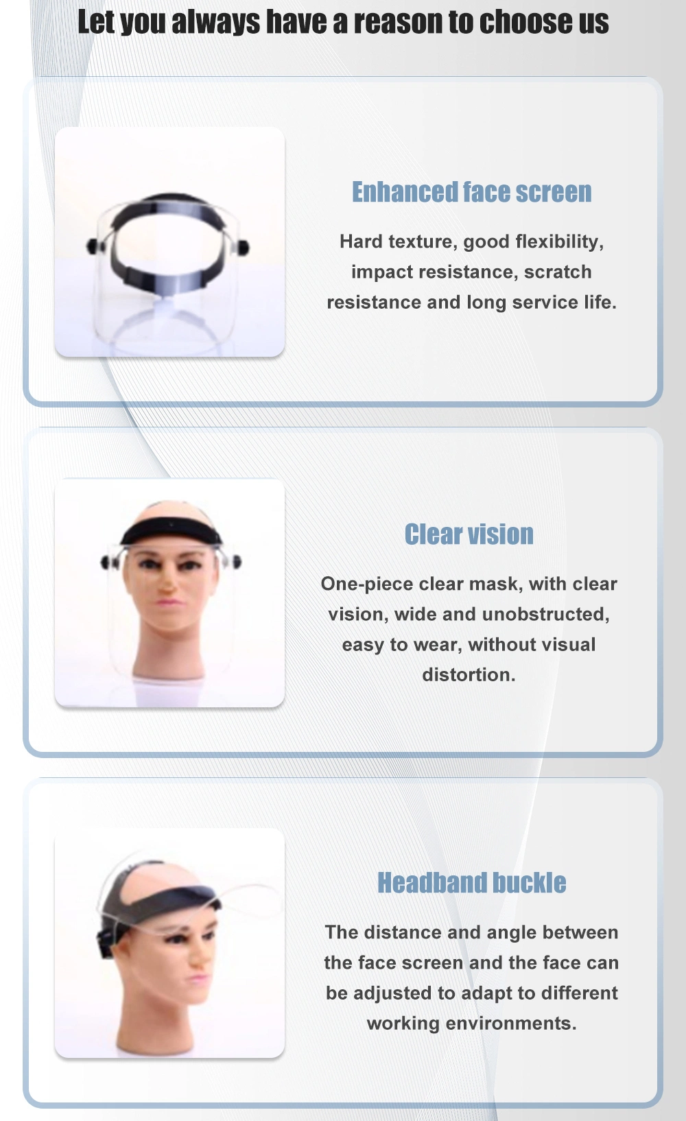 Multifunctional Transparent Removable Safety Shield Transparent Head-Mounted Facial Eye Mask