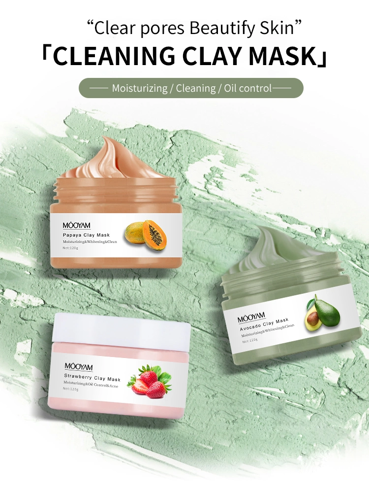 Skin Care Mascarilla Facial Hidratante Blackhead Remove Deep Cleansing Dead Sea Mud Mask Avocado Strawberry Facial Clay Mask