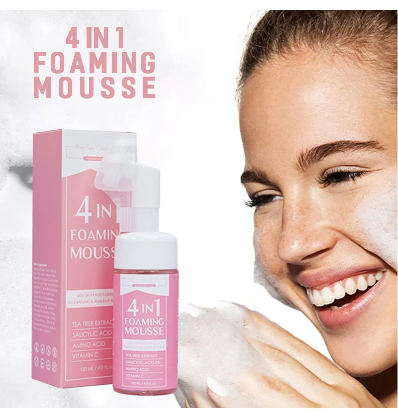 Aixin 120ml Private Label Cleaning Vitamin C Facial Cleanser Salicylic Acid Face Wash Mousse 4 in 1 Foam Cleanser