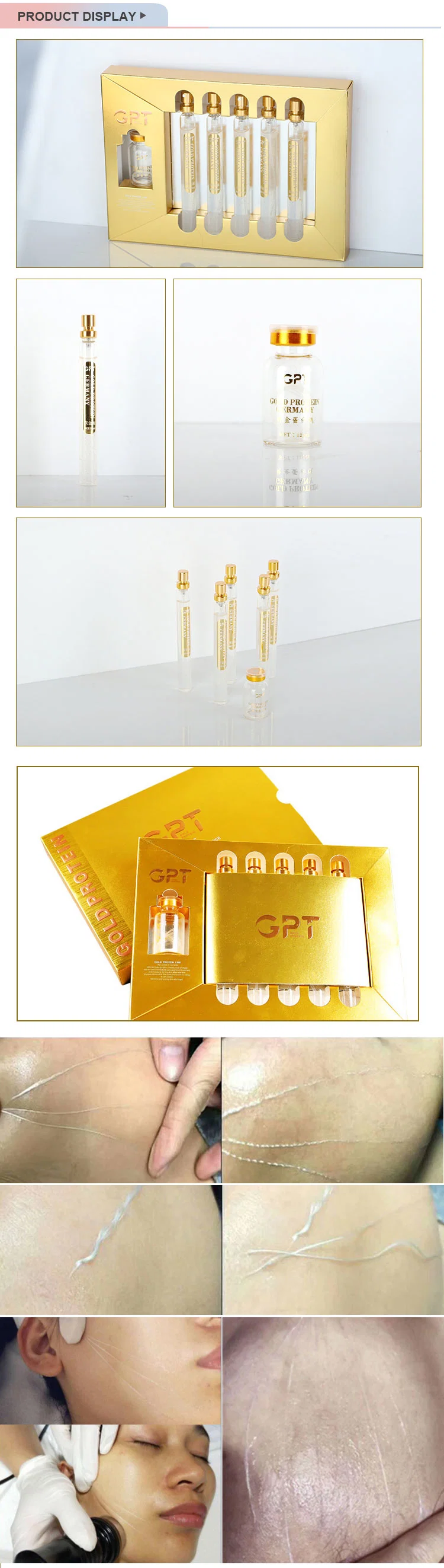 Manufacturer Face Lift Anti-Wrinkle Anti-Aging Carving Essence Serum Gold Protein Peptide Line