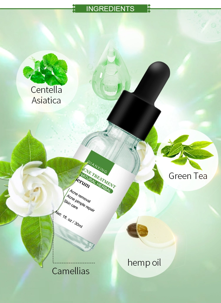 Wholesale Skin Care Natural Green Tea Herbal Acne Treatment Repairing Serum