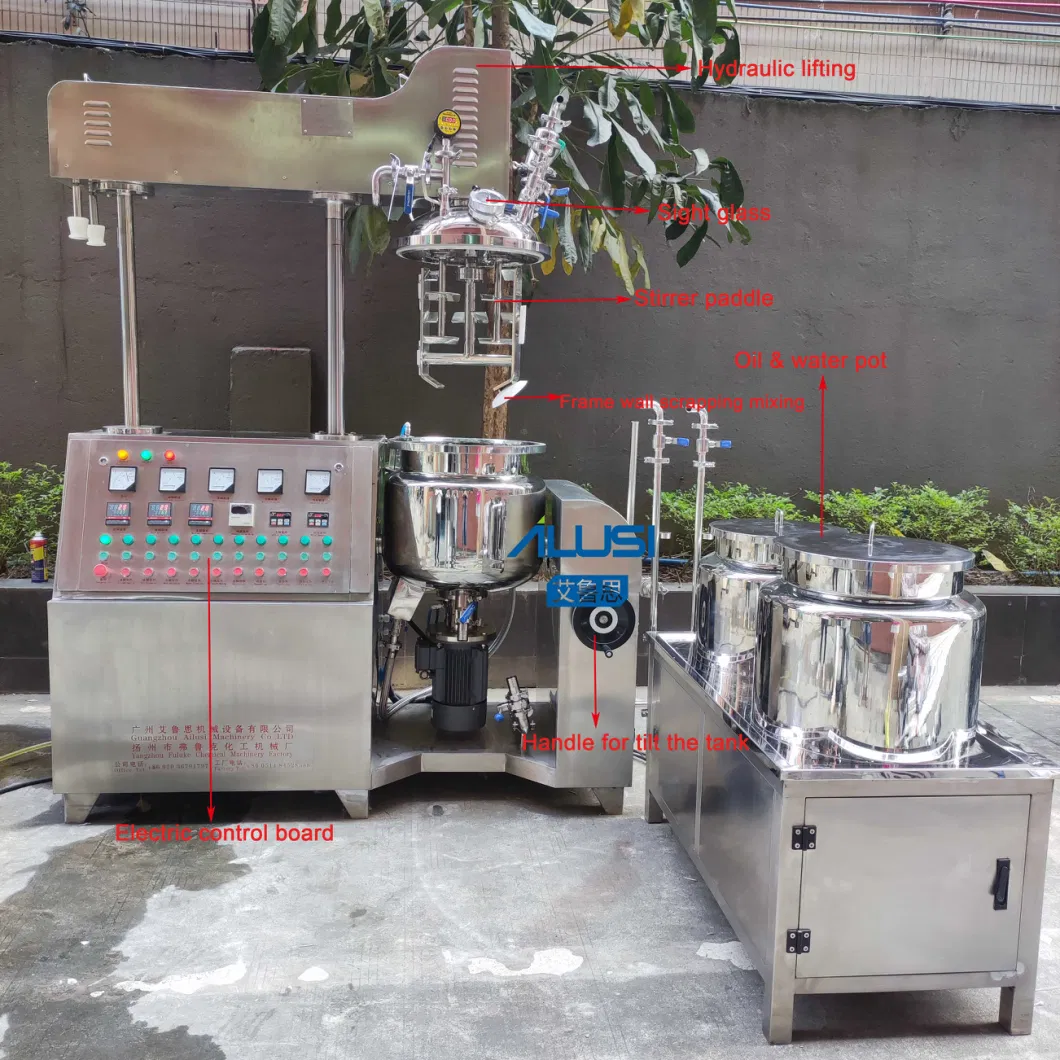 Vacuum Cream Manufacturing Skin Care Making Machine Vacuum Mixing Equipment Tilted Pot Cream Lotion Mixer