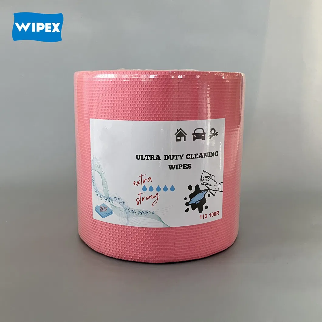 Workshop Disposable Dry Industrial PP Cellulose Degreasing Automotive X80 Heavy Duty Cleaning Jumbo Roll Wipes