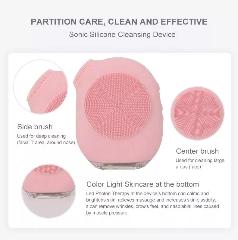 T Zone Cleaning Face Massage Silicone Facial Brush with LED Newest Products