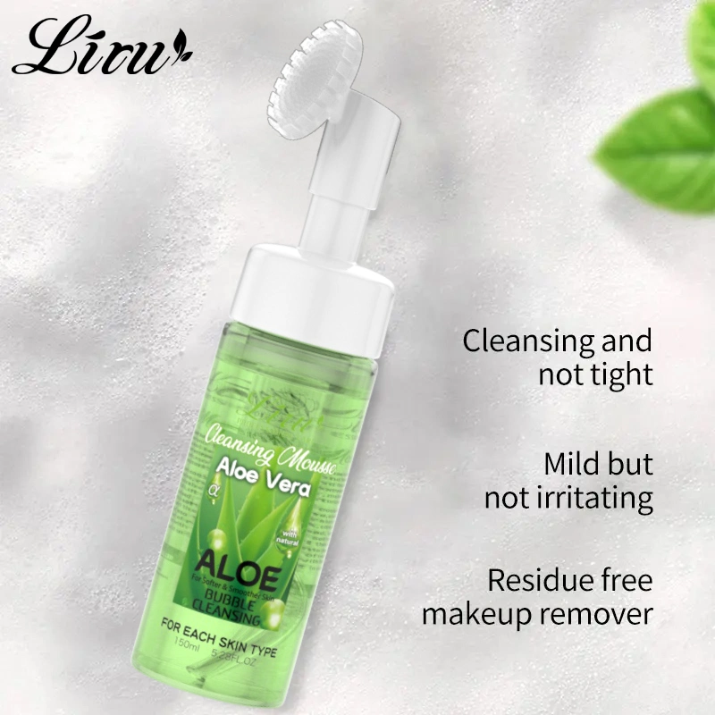 Private Label Hot Sell Soothing Skin Care Aloe Vera Hydrating Bubble Face Cleanser